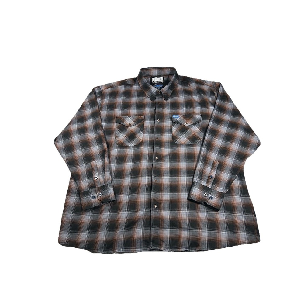 Dixxon Flannel Plaid Long Sleeve Snap Button Shirt Men's 5X The Patina Rust Grey